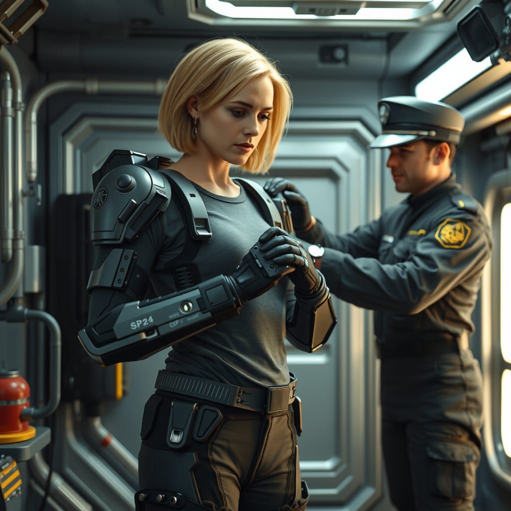 Human Female Space Marine Prepares for Battle in Futuristic ...