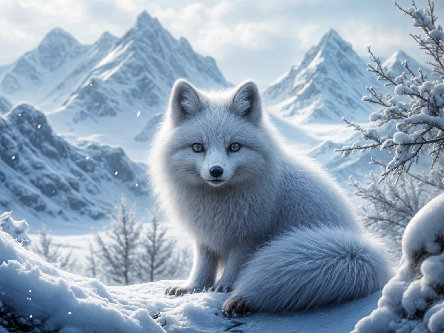 Cute Arctic Fox Plays in Snow - Mesmerizing Eyes