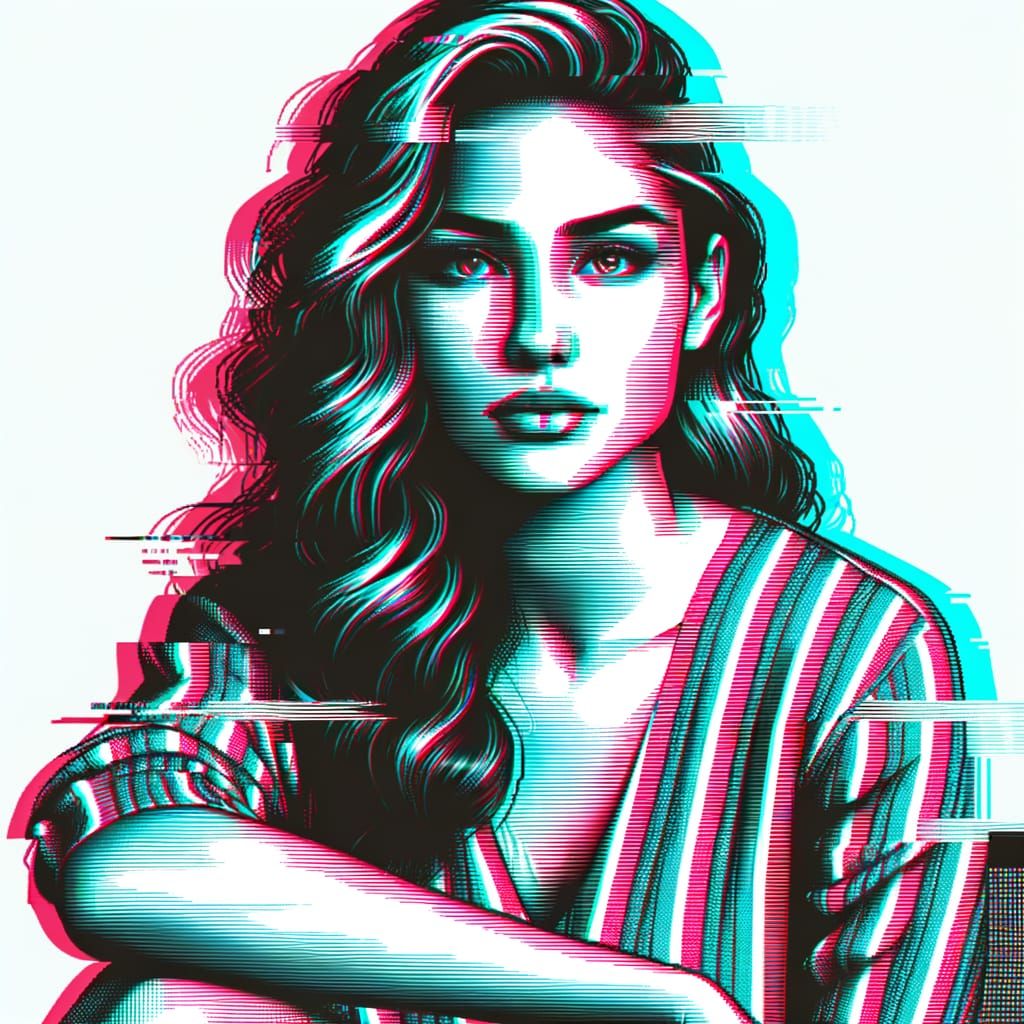 Glitch Art Portrait of a Woman in Technicolor