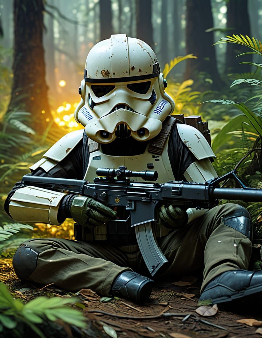 Ewok Sniper on Yavin 4: A Star Wars Scene