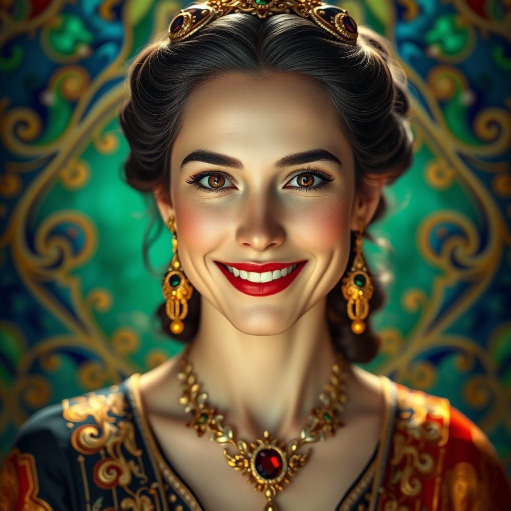 Regal Woman Welcoming the New Year in Art Nouveau Style