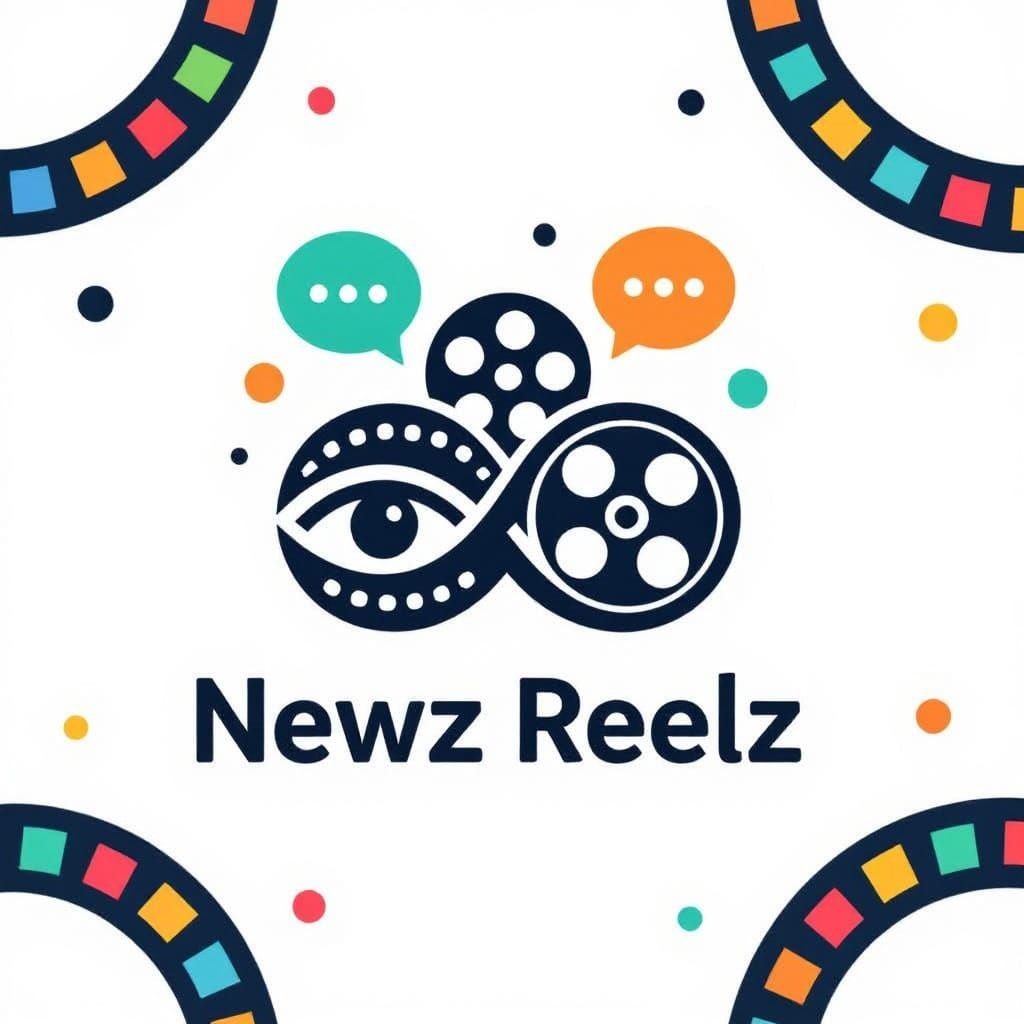 Playful Newz Reelz Logo with Film & Speech Bubbles