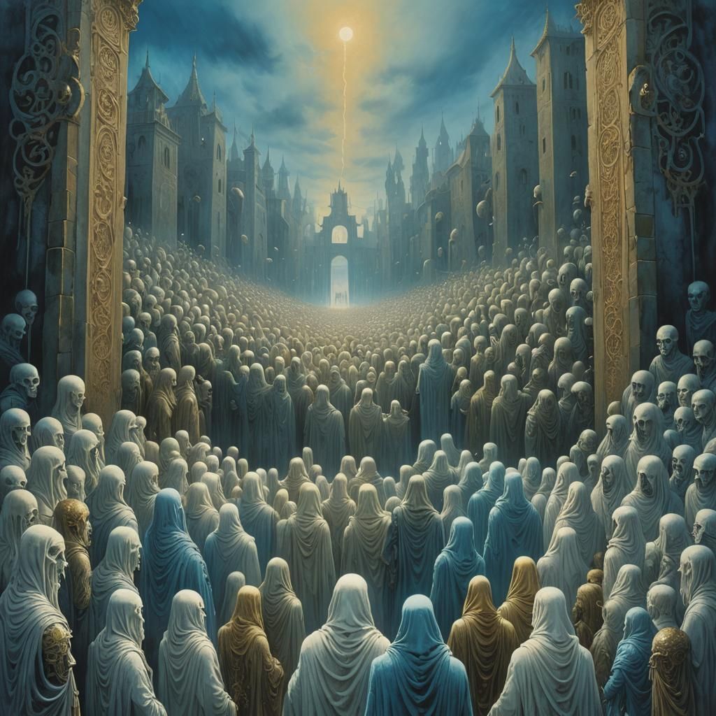 Souls Awaiting Judgment Day: Surrealist Fantasy Art