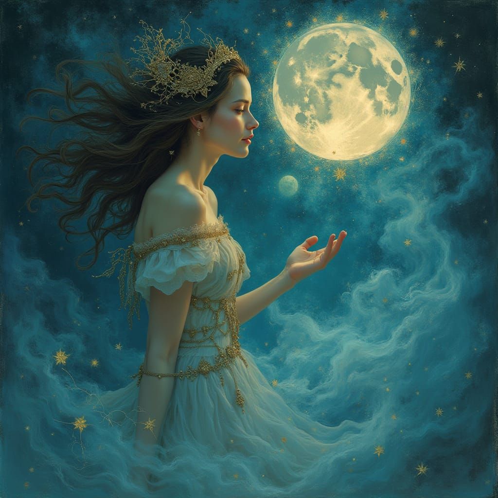 Ethereal Maiden in Cerulean Mist