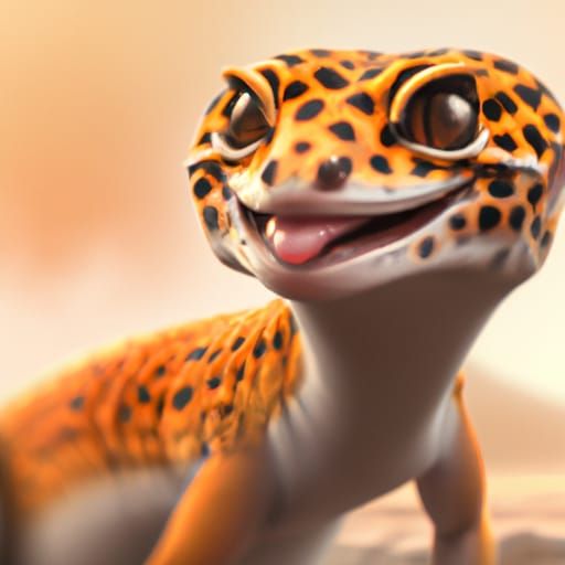 Smiling Leopard Gecko: Hyperdetailed Concept Art