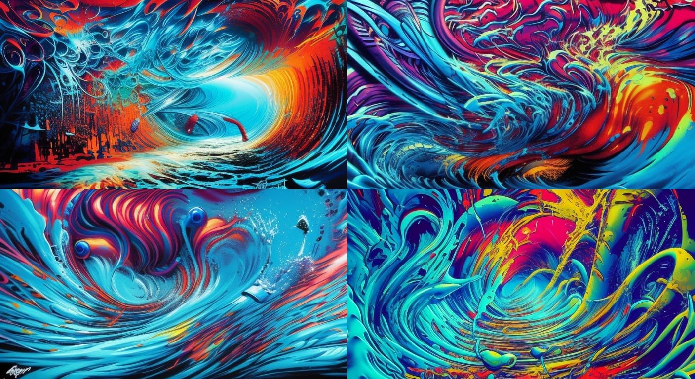 Deep Ocean Graffiti Art with Splash Effects