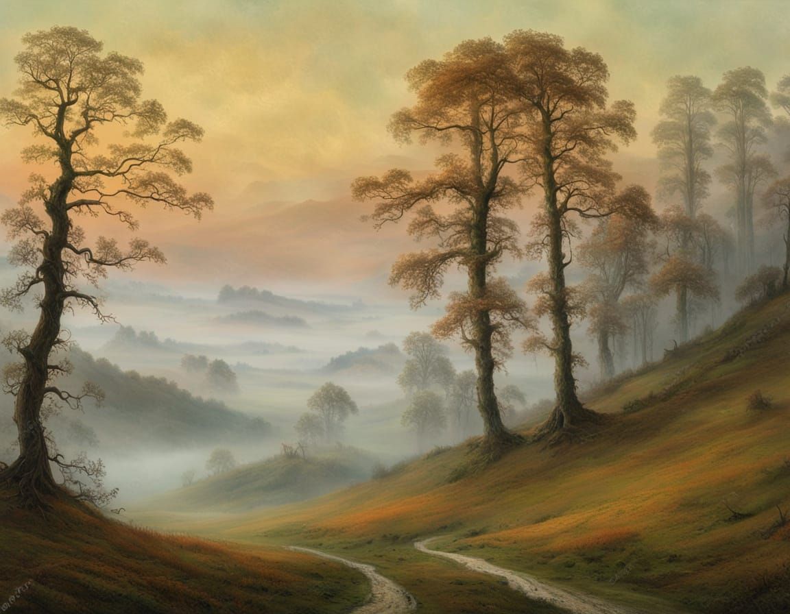 Romantic Landscape in Style of Friedrich