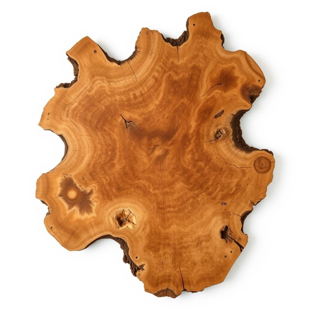Contrasted Brown Burl Wood on White