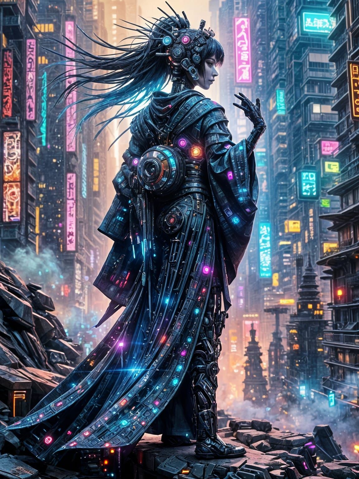 Cybernetic Companion in Fractal Metropolis