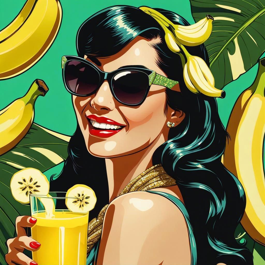 Banana Smoothie Pin-up Tropical Queen ππ