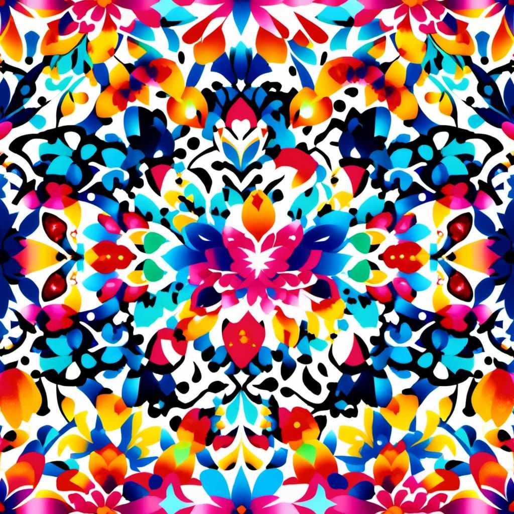 Glittering Hydrangea Mosaic in Watercolor Style