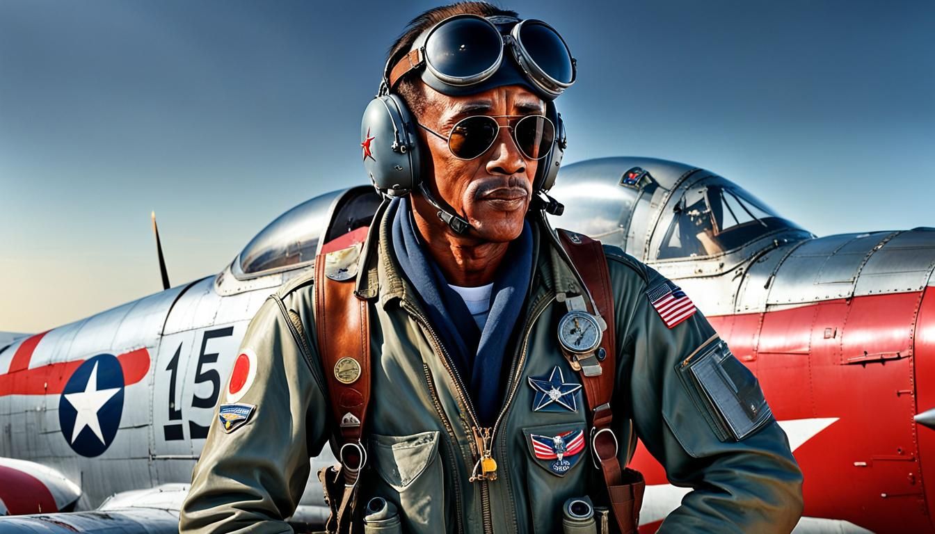 WWII Ace Pilot Lewis Hamilton and His P-51 Mustang