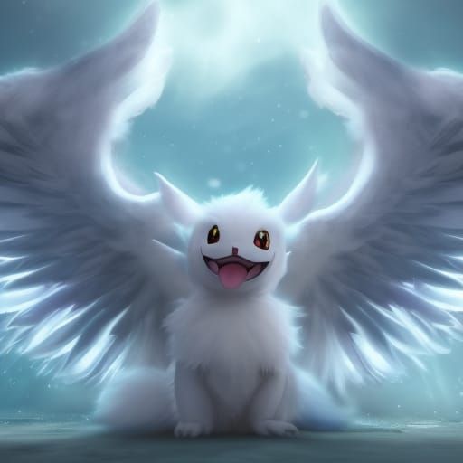 Fluffy Angelic Pokemon in Detailed Fantasy Art