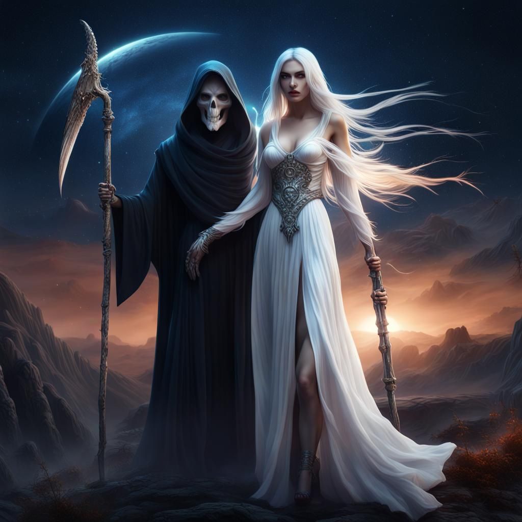 Goddess of Life with the Grim Reaper
