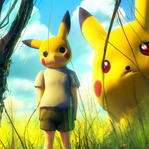 Pikachu in Studio Ghibli Anime Style