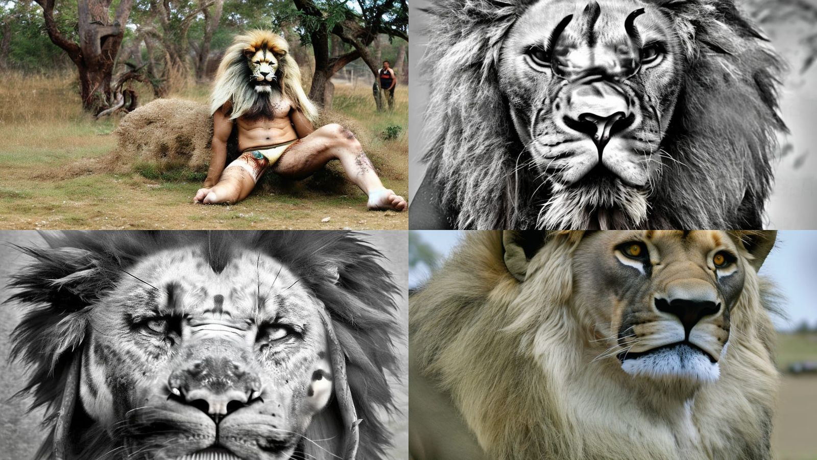 Realistic Photo of a Lion Man Portrait