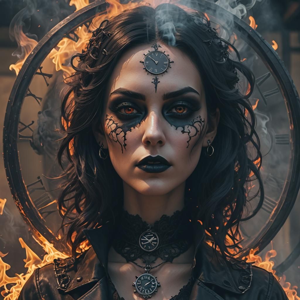 Gothic Woman in Dark, Detailed Macro Photography