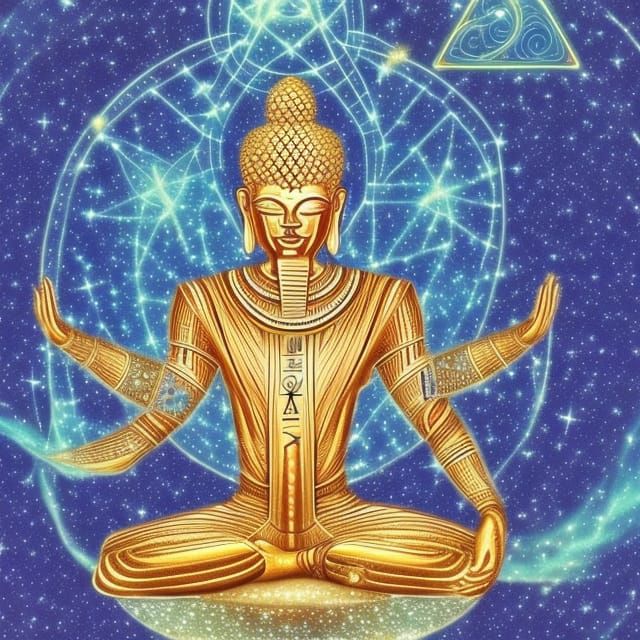 Spiritual Starseed Scene with Pyramids and Galactic Elements