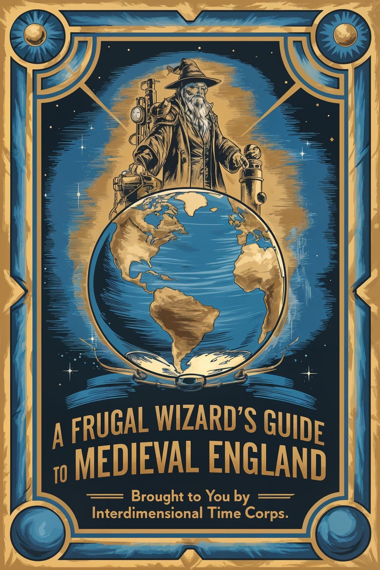 Vintage Steampunk Wizard's Guide to Medieval England Poster