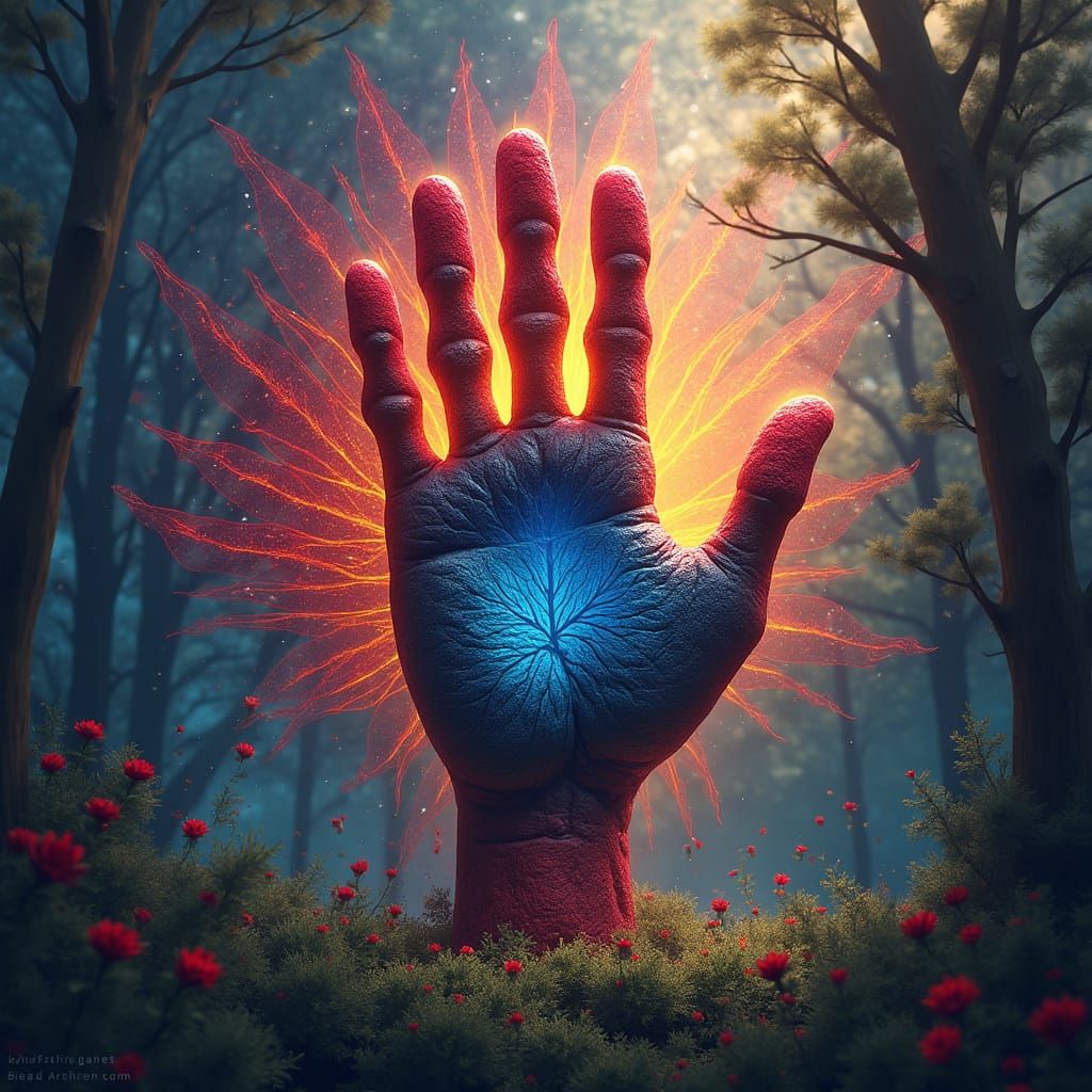 Mystical Turkey Handprint in Fantasy Concept Art Style