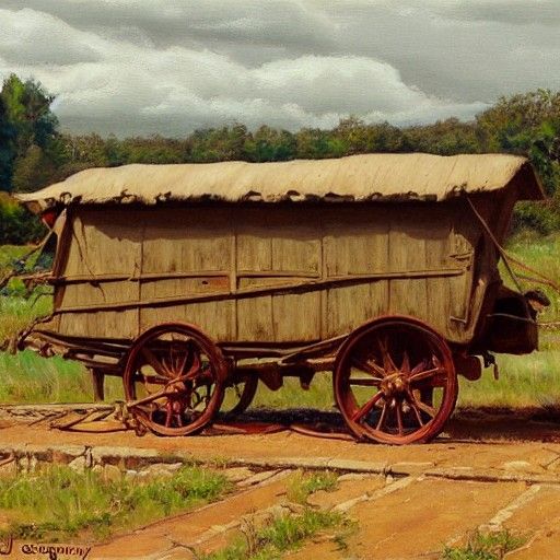 Wagon in Oil Painting Style