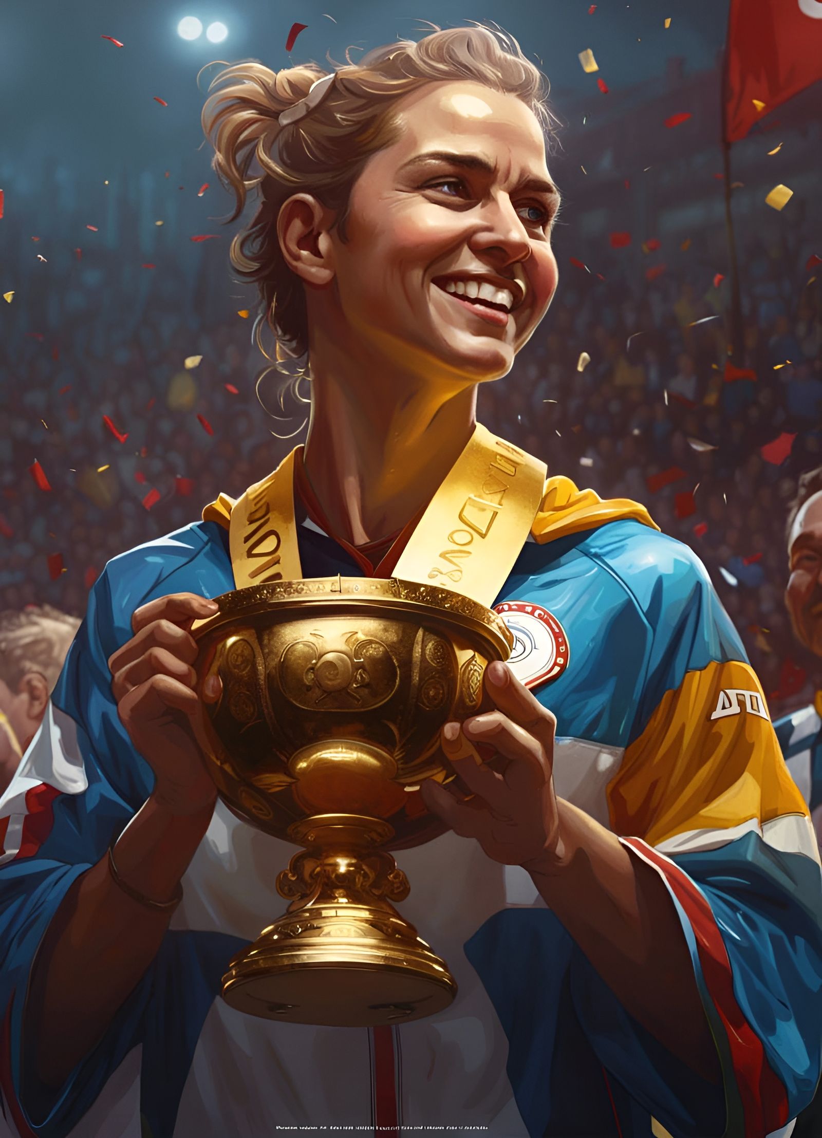 Olympic Winner's Triumphant Celebration: Hyperdetailed Portr...