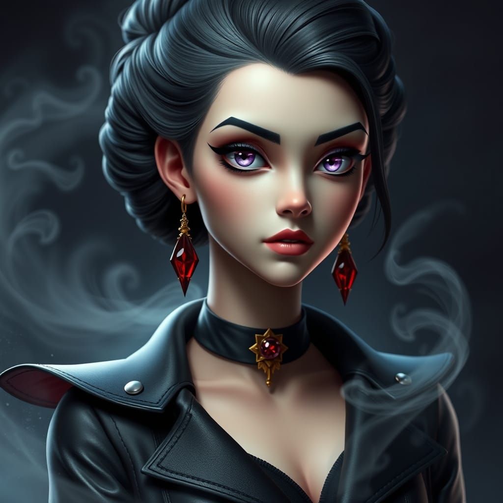 Mystical Vampire with Gothic Style and Purple Eyes