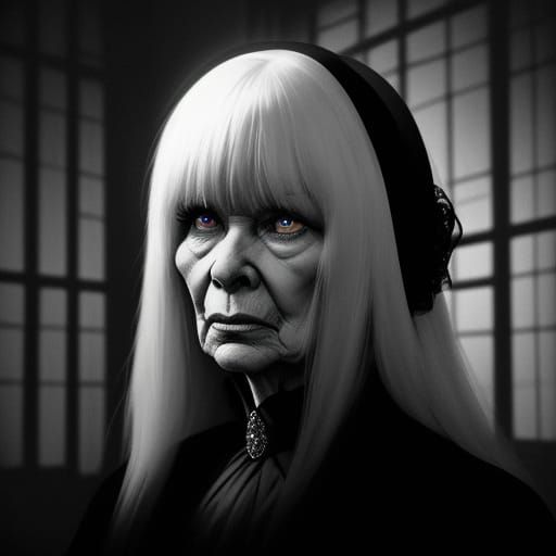 Loretta Swit in Dimly Lit Manor: Gothic Film Noir Portrait