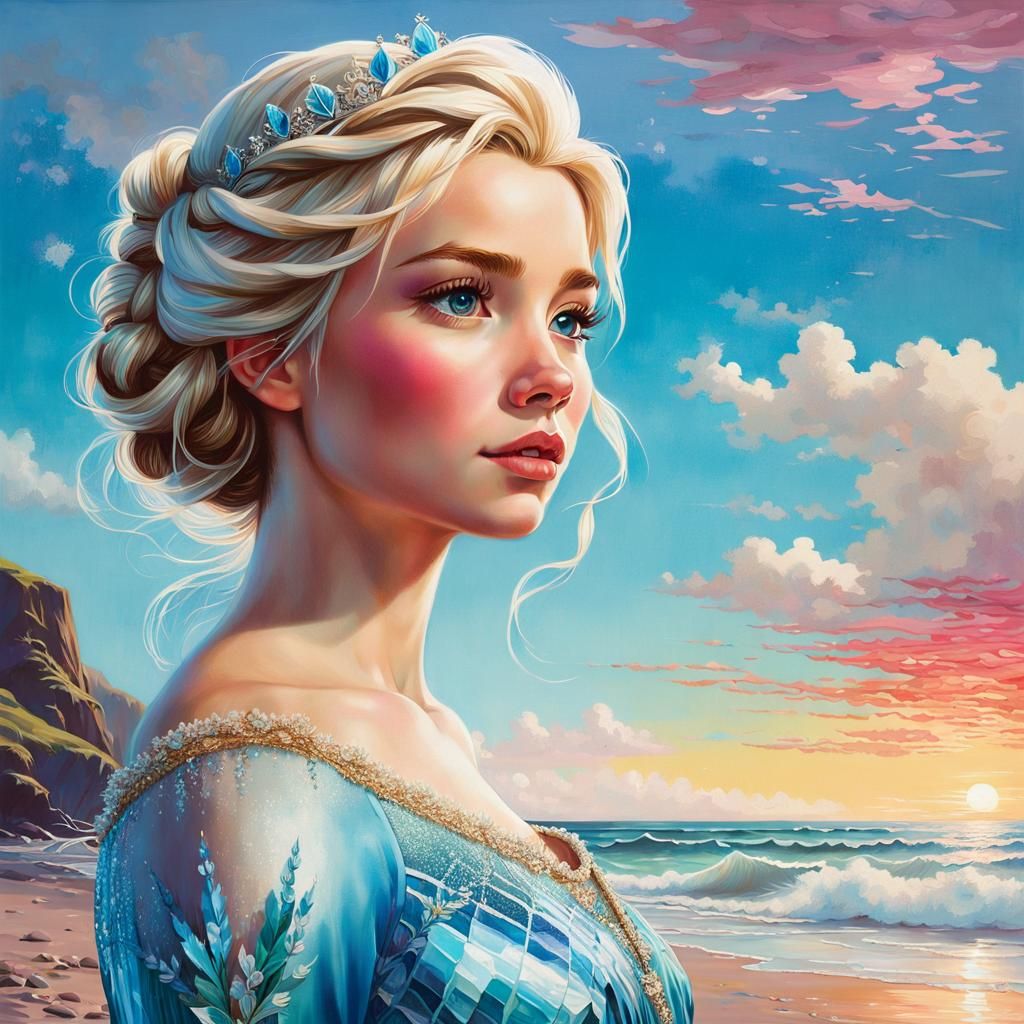 Photorealistic Princess at the Shore Concept Art