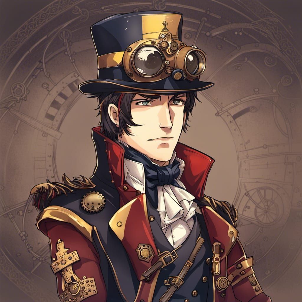 Steampunk Napoleon Bonaparte in Anime Style