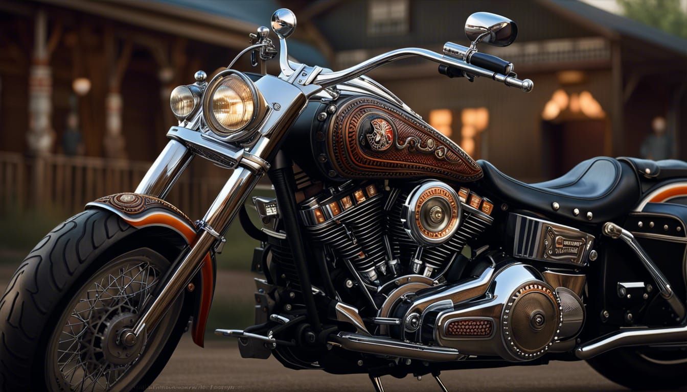 Macabre Clown on Intricate Harley Davidson Motorcycle
