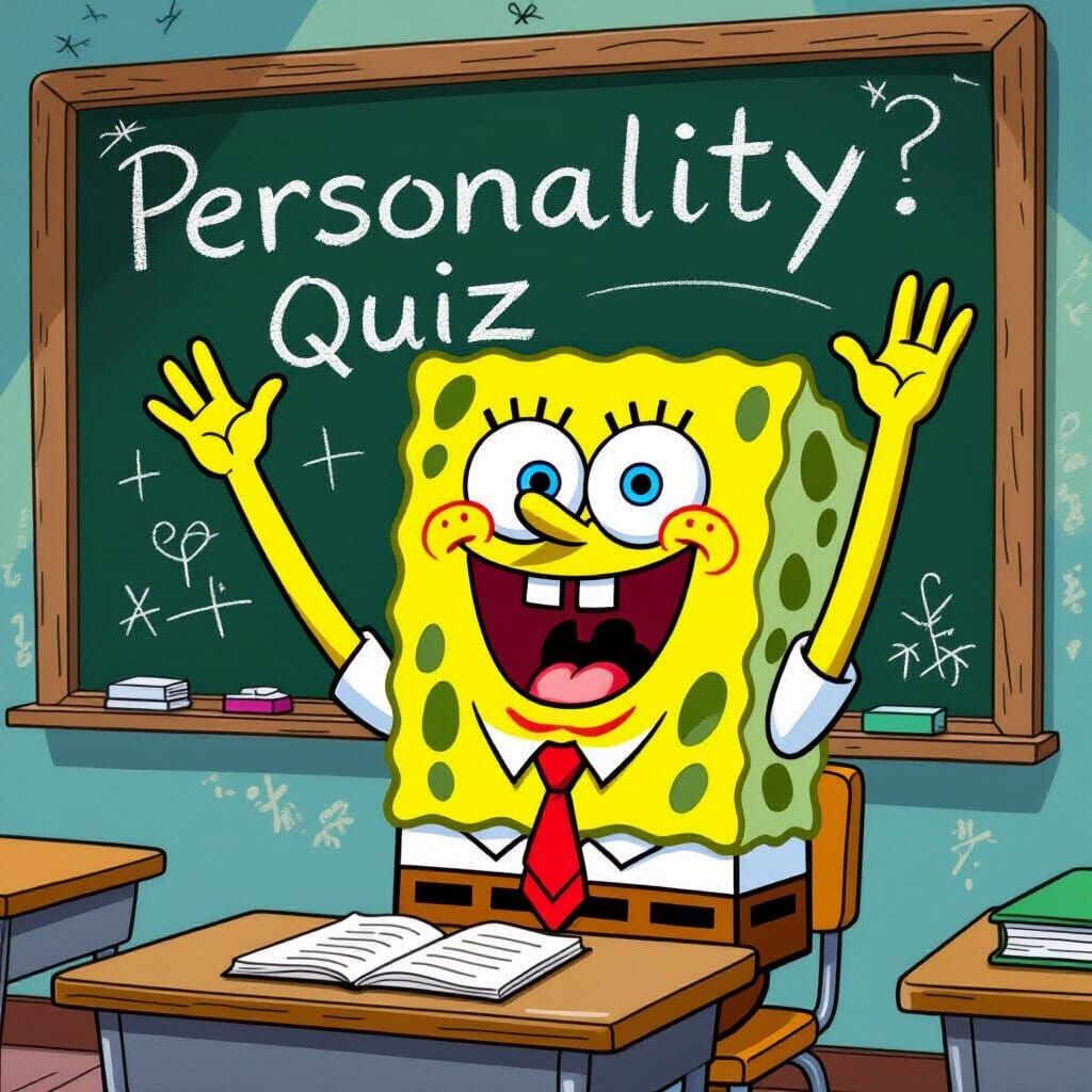 SpongeBob SquarePants Raises Hand in Classroom