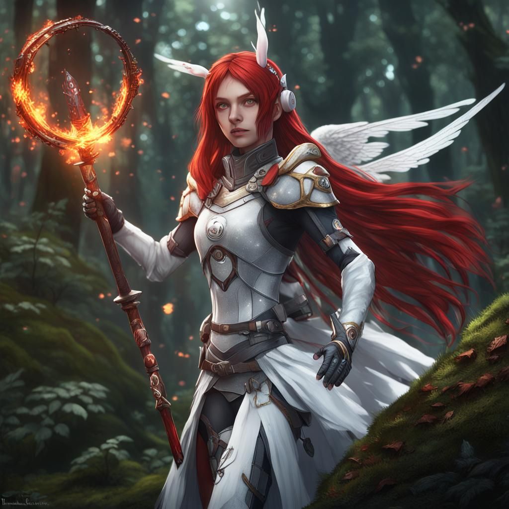Red-Haired Princess Assassin in Mythical Forest
