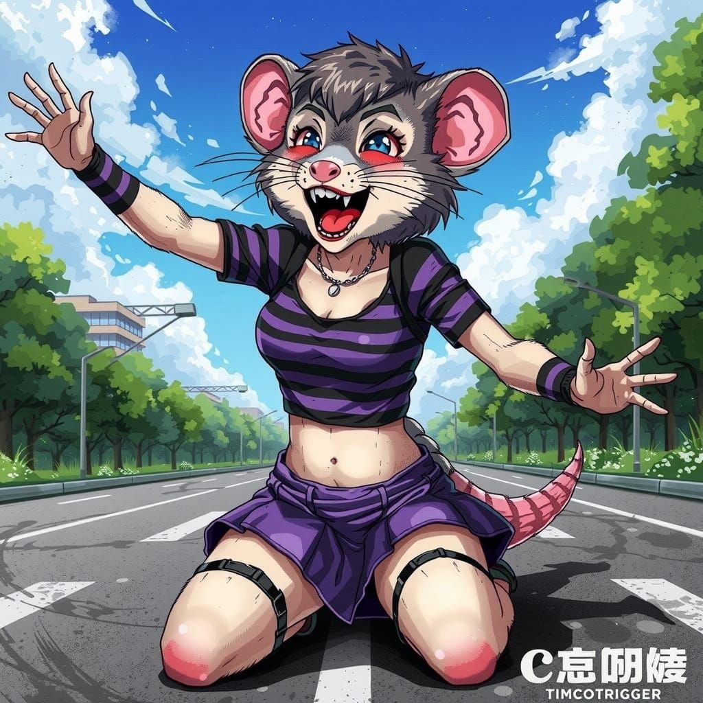 Anime Possum-Girl Screaming in the Morning Light
