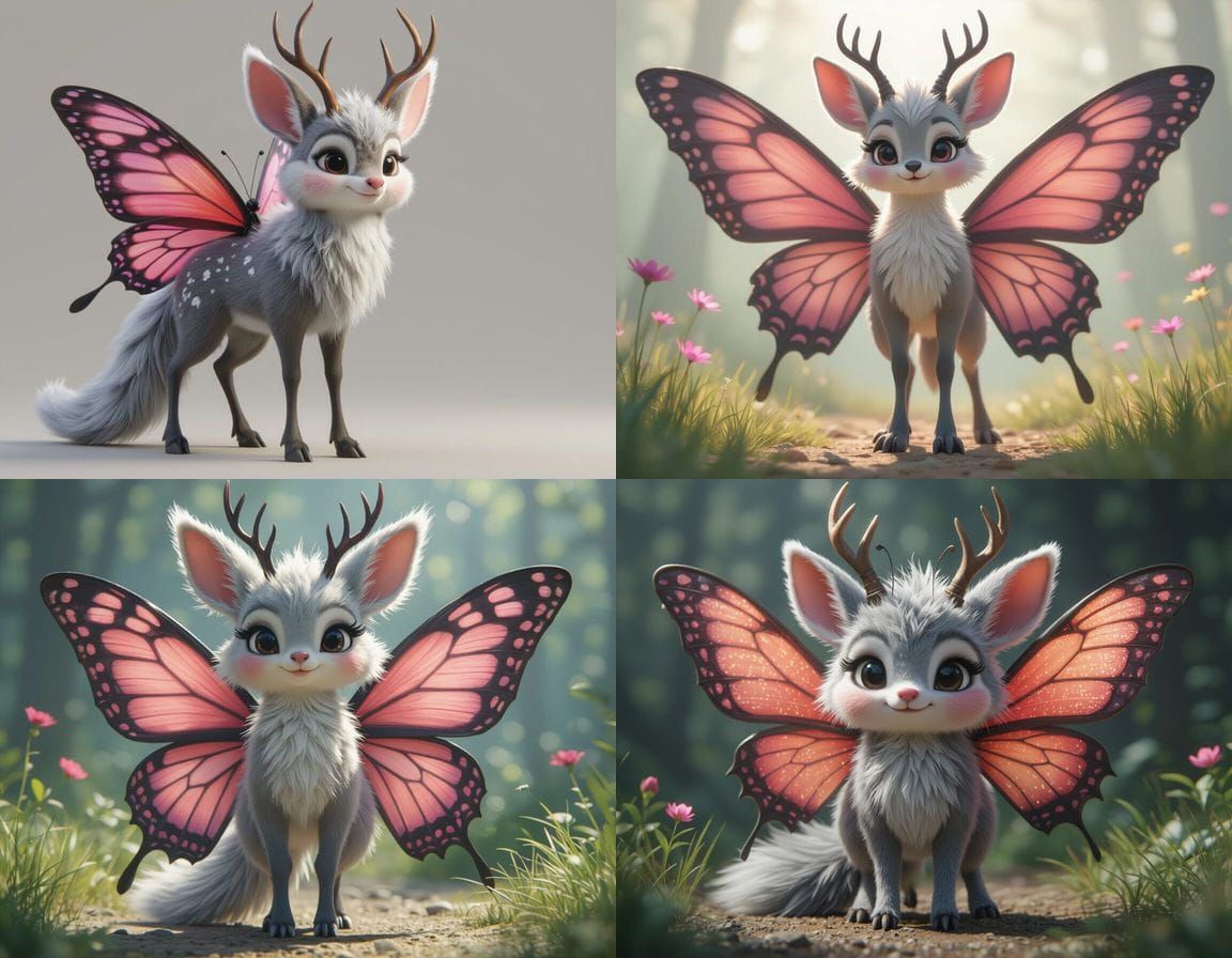 Hybrid Deer Bat Butterfly Creature in 3D Game Art Style