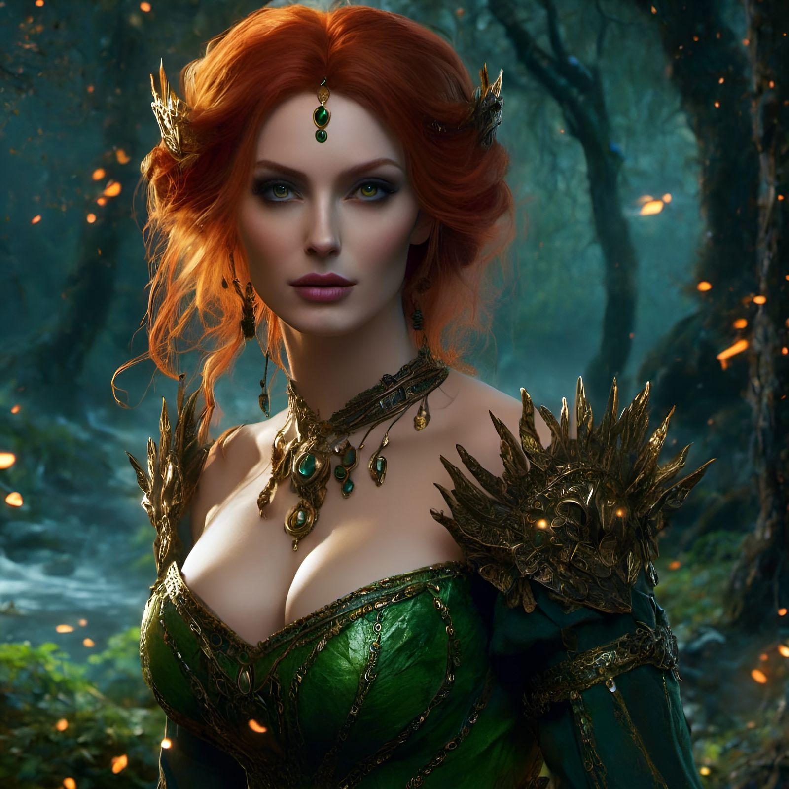 Sorceress Triss Merigold in Enchanted Forest Digital Art