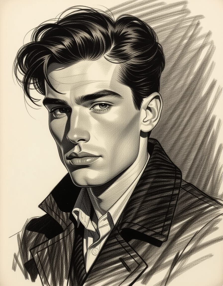 Intricate Graphite Sketch of a Young Man