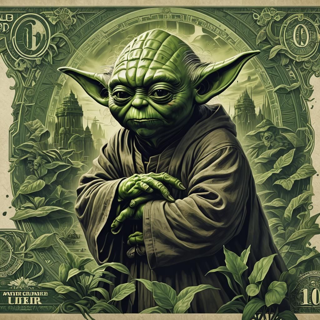 Master Yoda Art Banknote in Detailed Matte Style