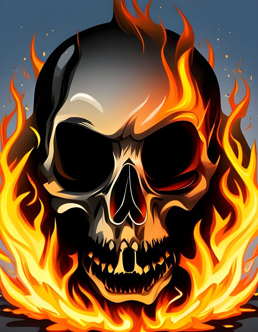 Burning Skull Engulfed in Flames