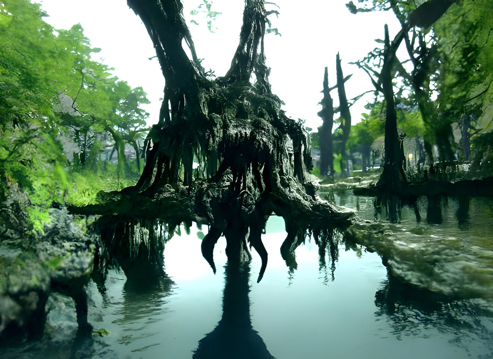 Ancient Cypress Tree in Overgrown Dismal Swamp