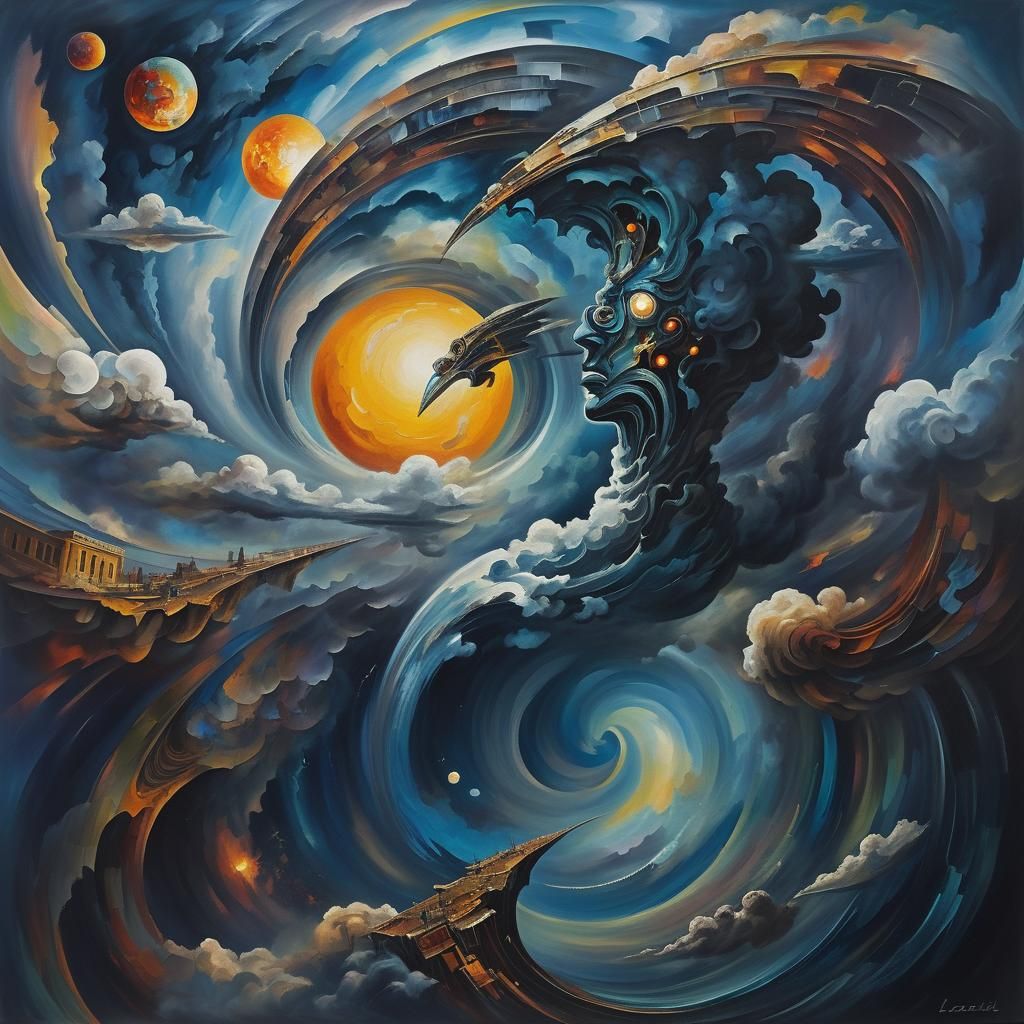 Surrealist Vision in Heavy Metal Impasto Style