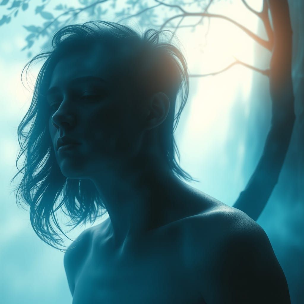 Serene Mystic Contemplation in a Dreamlike Landscape