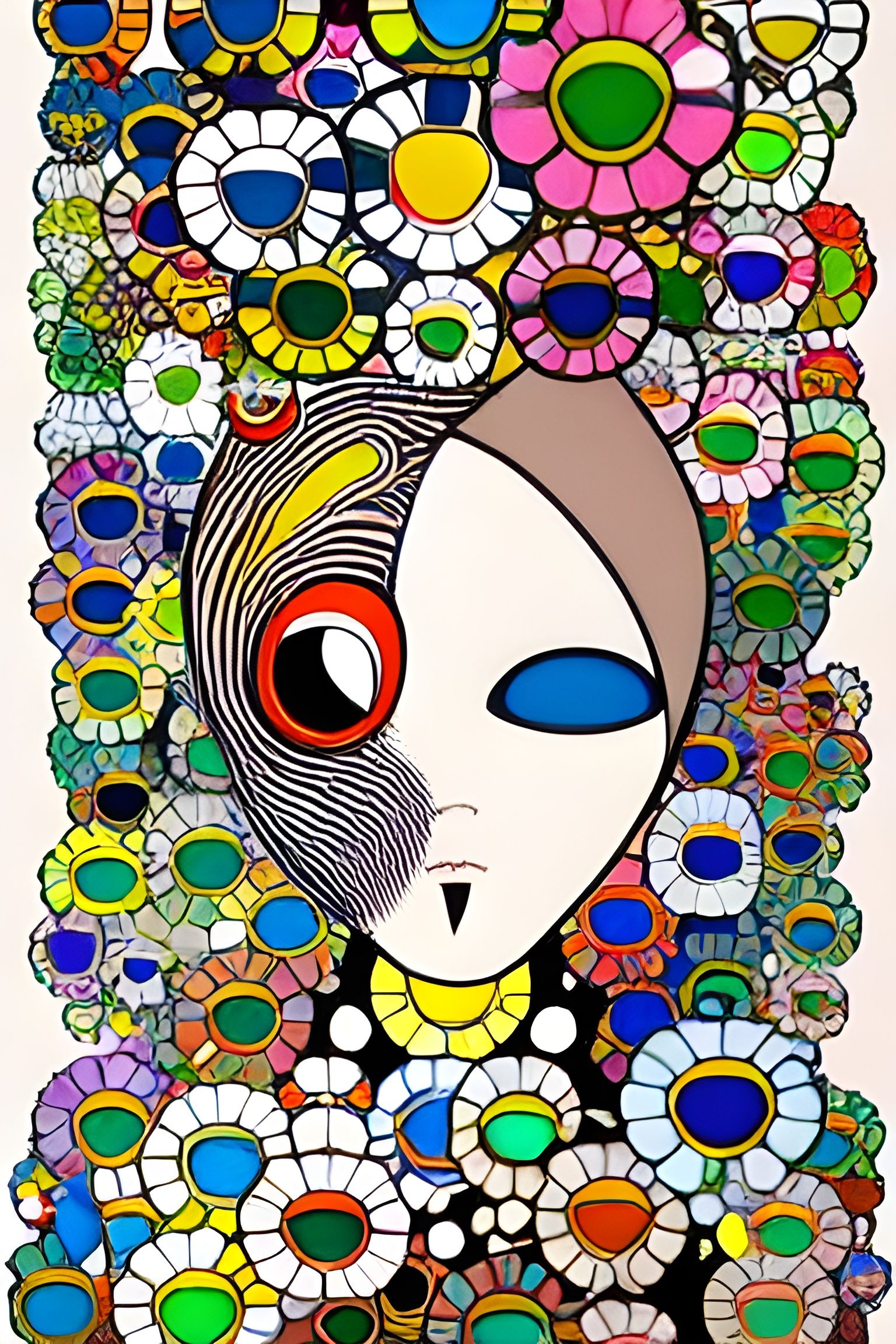 Abstract Woman Portrait in Pop Art Style