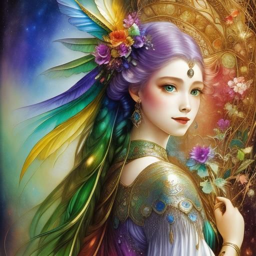 Rainbow Dancer in Vivid Digital Art Style