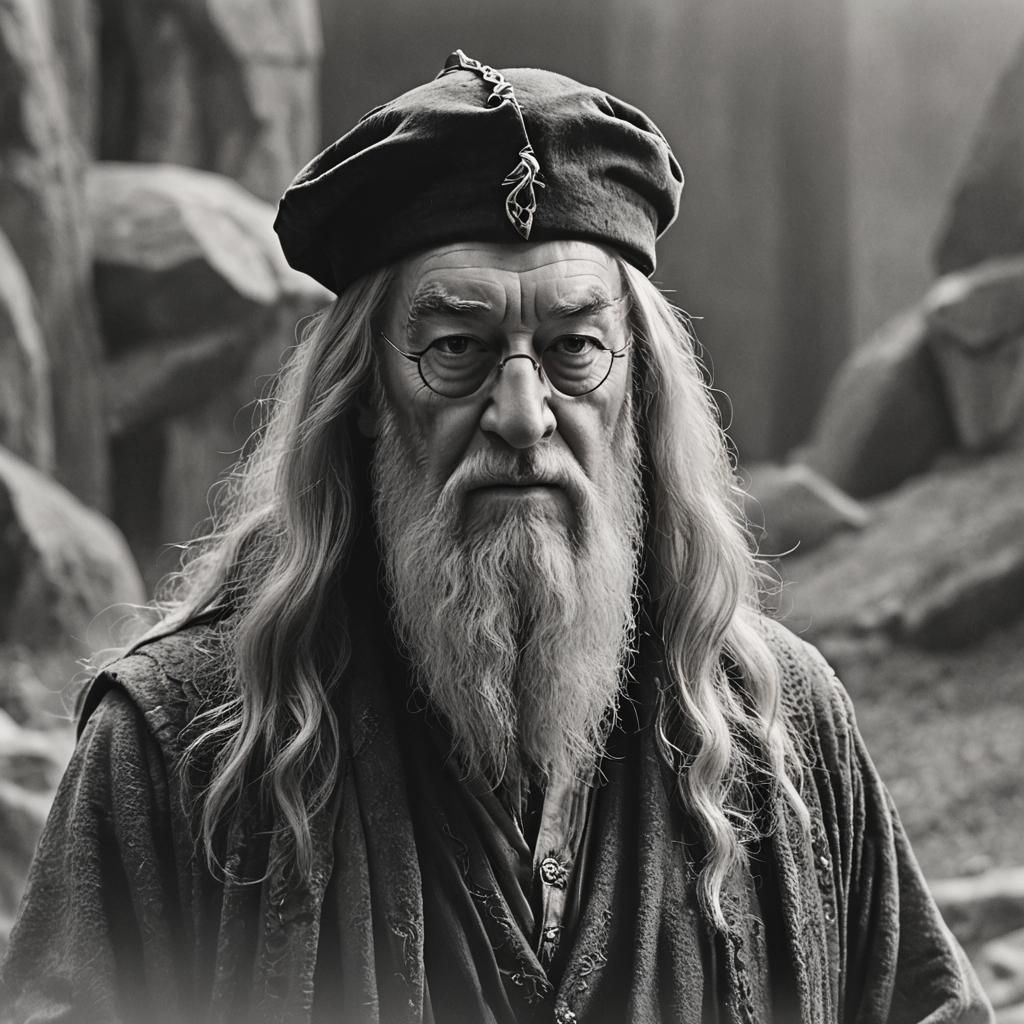 Cinematic Film Still of a Wise Wizard