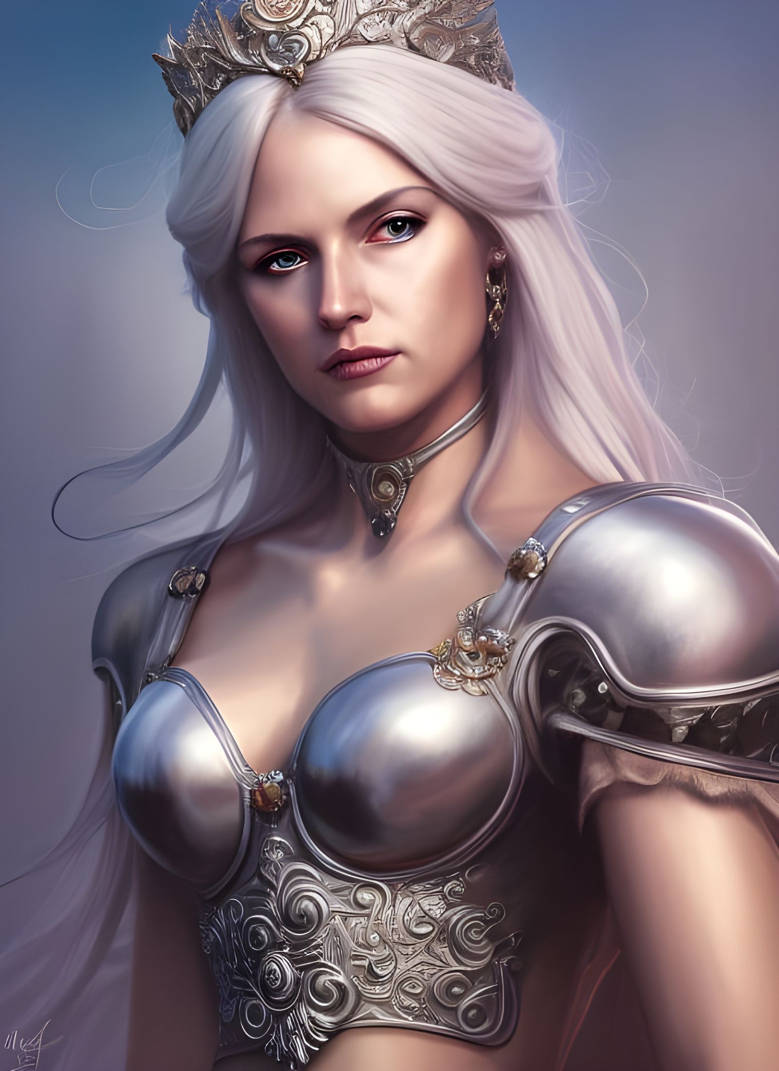 Steel Empress Lucy: Detailed Digital Fantasy Portrait
