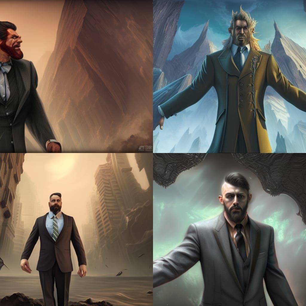 Angry Man in Suit: Detailed Matte Painting