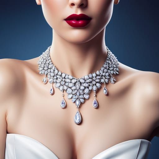 Diamond Flower Necklace Close-Up, Professional Photography