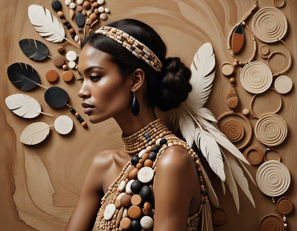 Fashion Model in Aboriginal Art Inspired Haute Couture