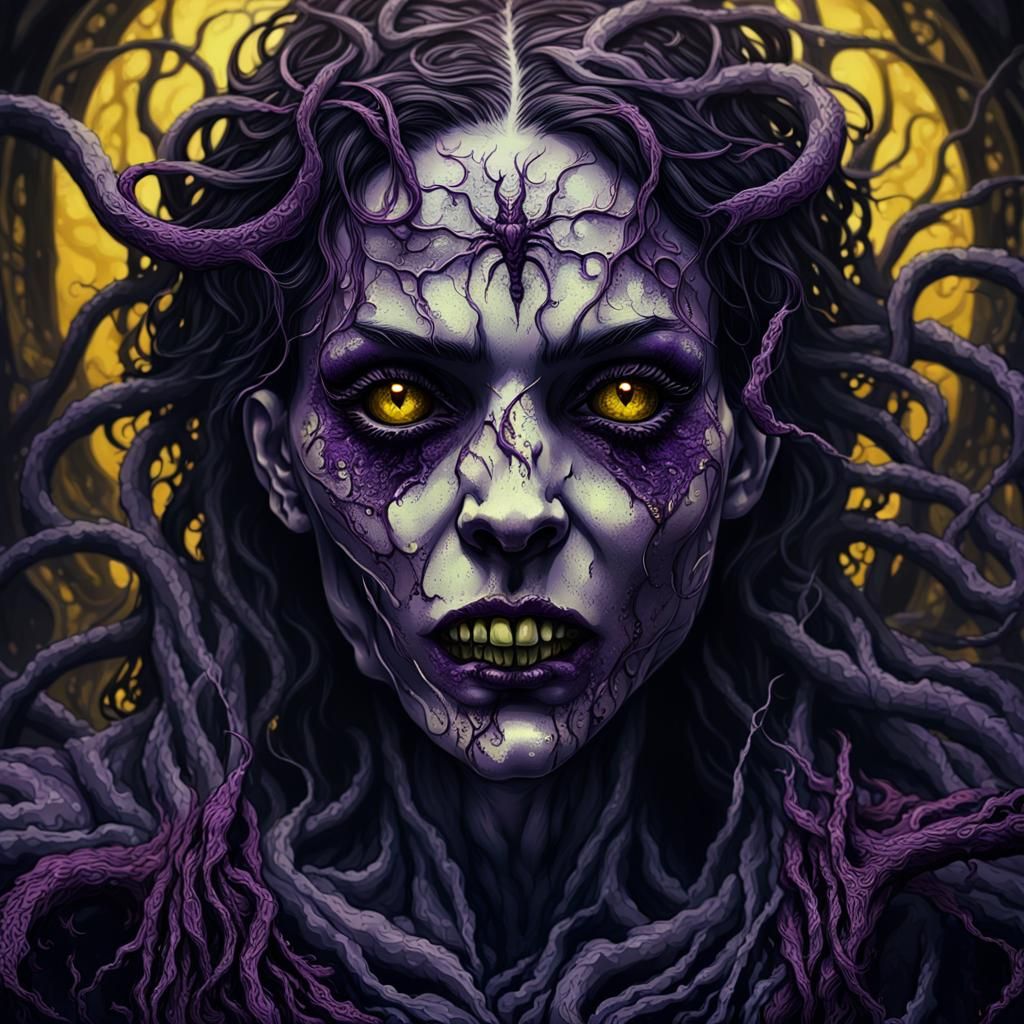 Demonic Woman Portrait in Art Nouveau Style